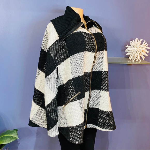 Ashley Stewart Plaid Cape Jacket Coat - Picture 2 of 7